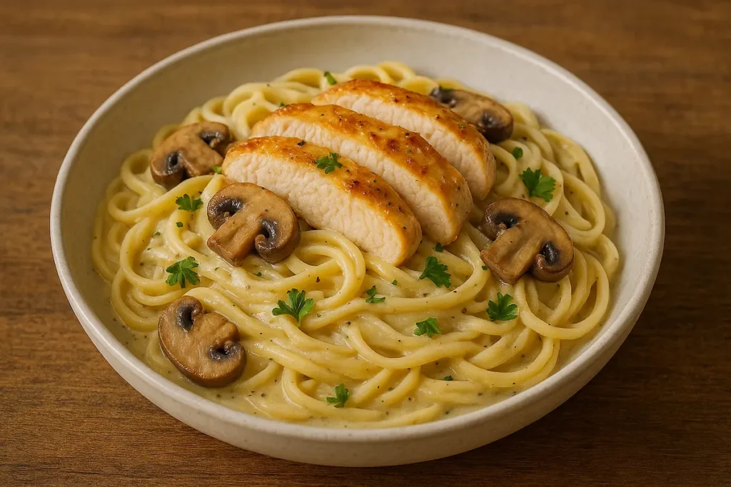 Creamy Garlic Chicken Pasta with Mushrooms