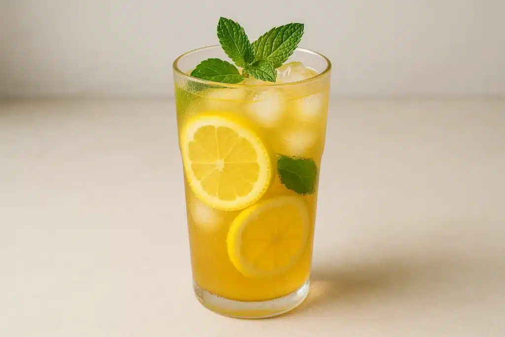 Natural Mounjaro recipe : Chilled natural detox drink with mint and lemon served over ice
