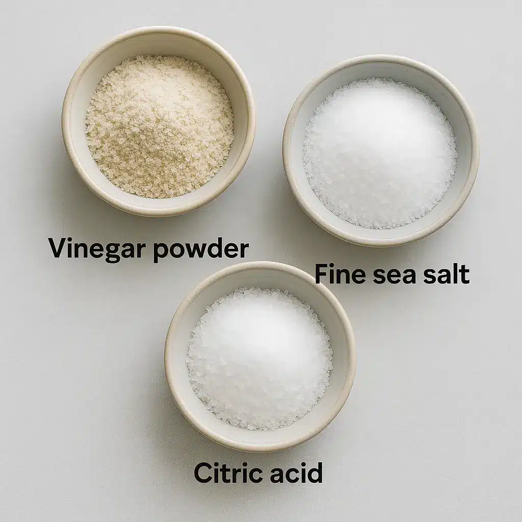 how to make salt and vinegar seasoning: Ingredients for vinegar salt seasoning