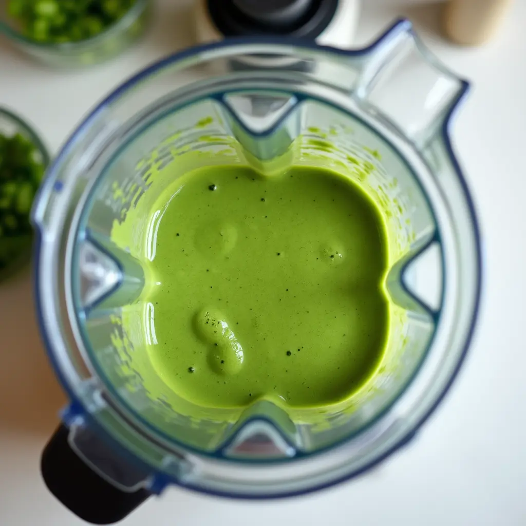 blending-green-smoothie-closeup blender with green anti inflammatory smoothie