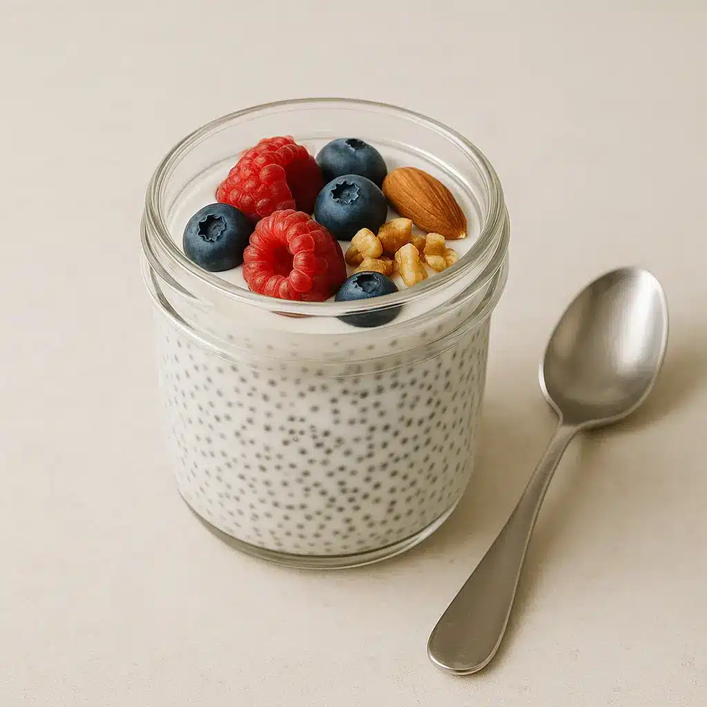 soak chia seeds in yogurt served with toppings