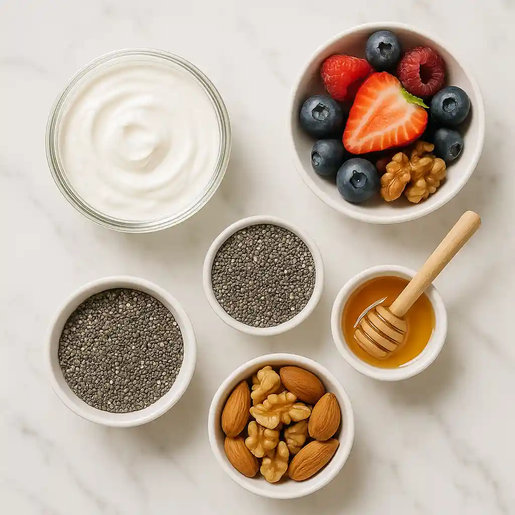 chia seeds yogurt and toppings ingredients
