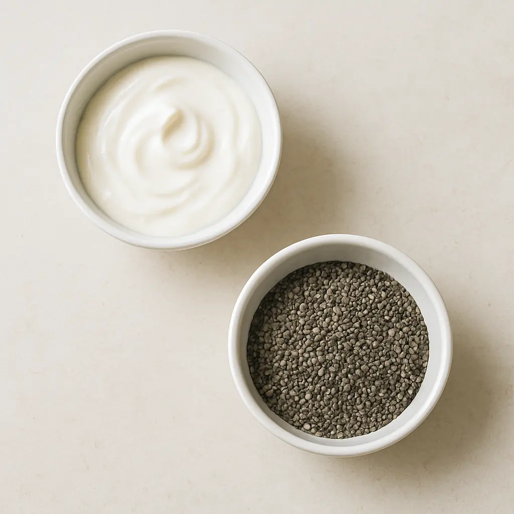ingredients for soaking chia seeds in yogurt