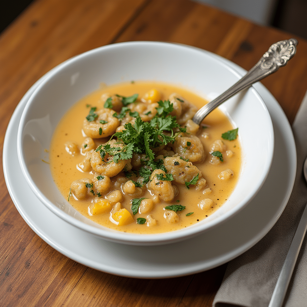 Serving of ground beef and sweet potato in white bowl