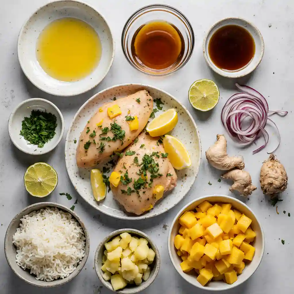 lemon-chicken-ingredients-tropical Ingredients for Lemon Ginger Chicken and Salsa