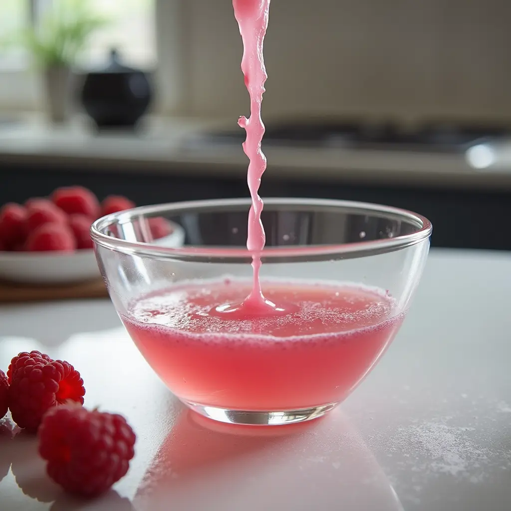 making-raspberry-pearls-step Making raspberry pearls using spherification technique