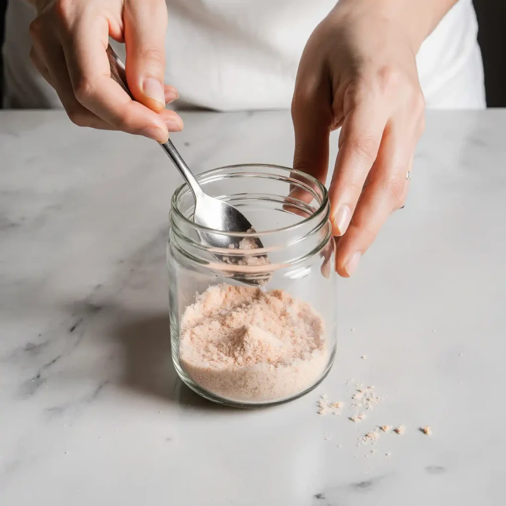 mixing-salt-vinegar-seasoning Mixing dry salt and vinegar seasoning