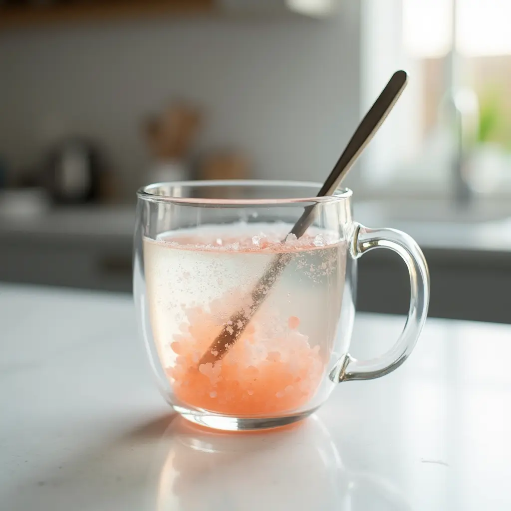 pink-salt-dissolving-in-water pink Himalayan salt dissolving in detox drink