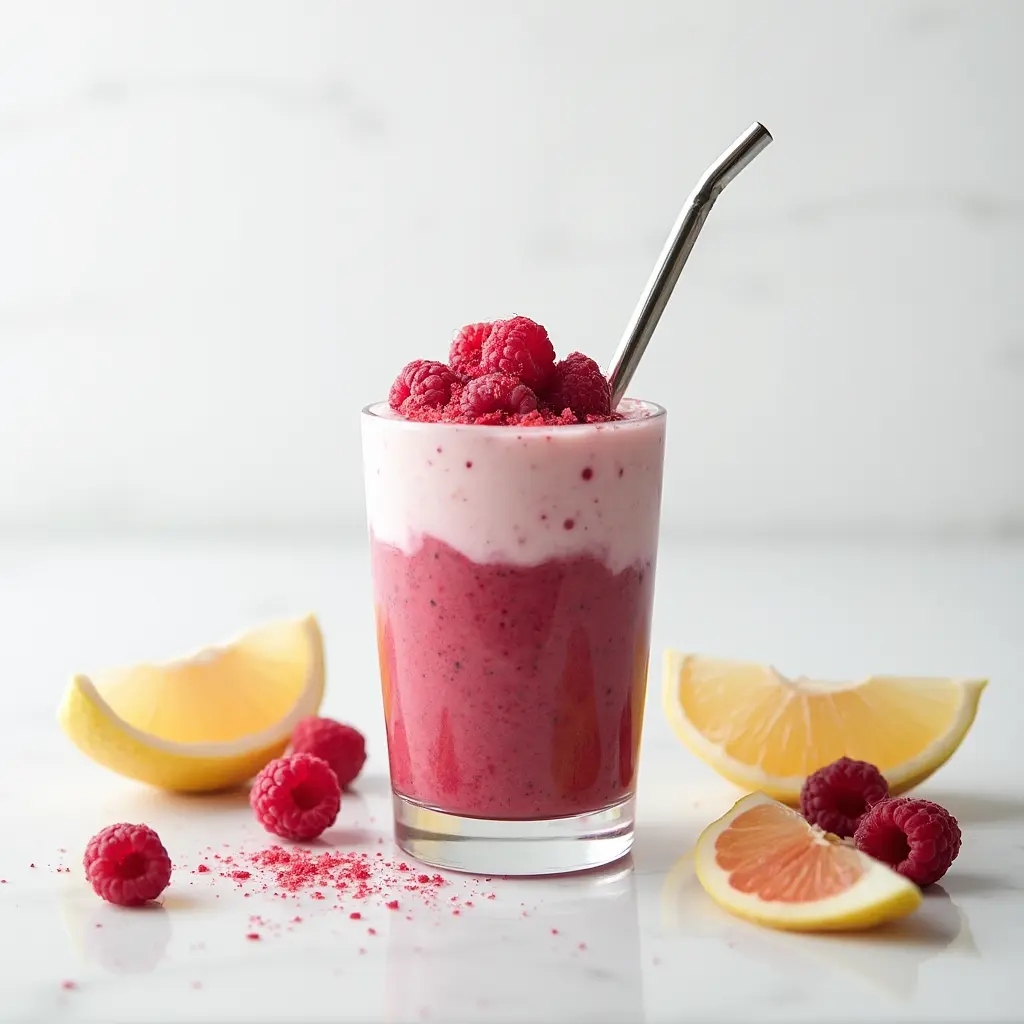 raspberry-pearls-smoothie-serving Serving raspberry pearls for drinks in smoothie