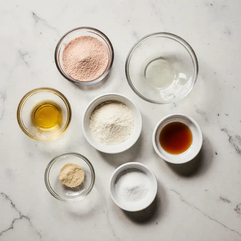 salt-vinegar-ingredients-flatlay Seasoning ingredients in glass bowls