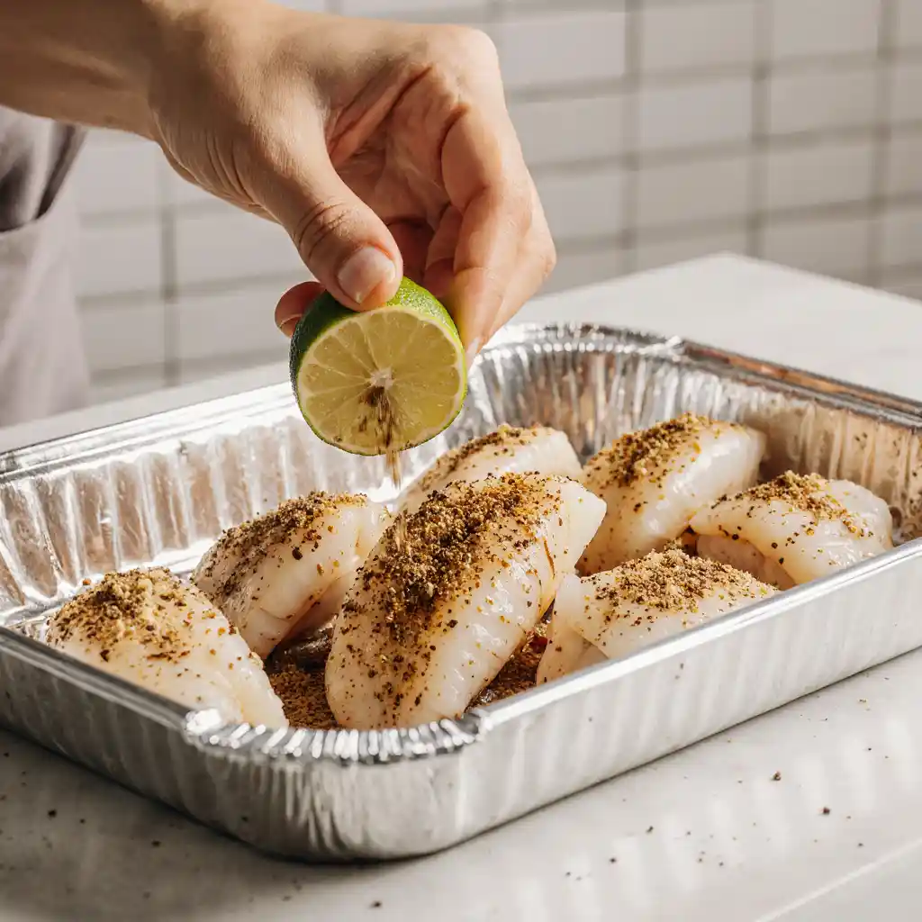 seasoning mojarra with garlic and lime