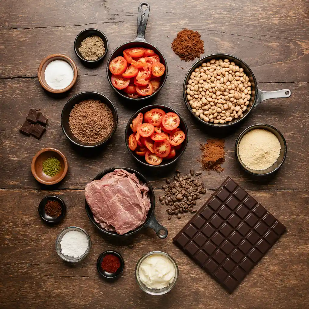 dark-chocolate-chili-ingredients ingredients for making dark chocolate chili