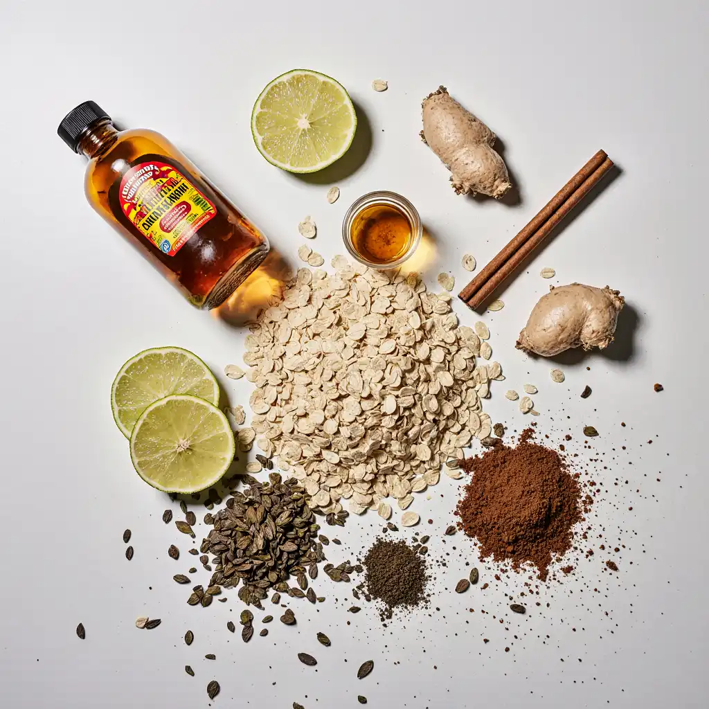 Realistic flat lay of natural ozempic drink ingredients