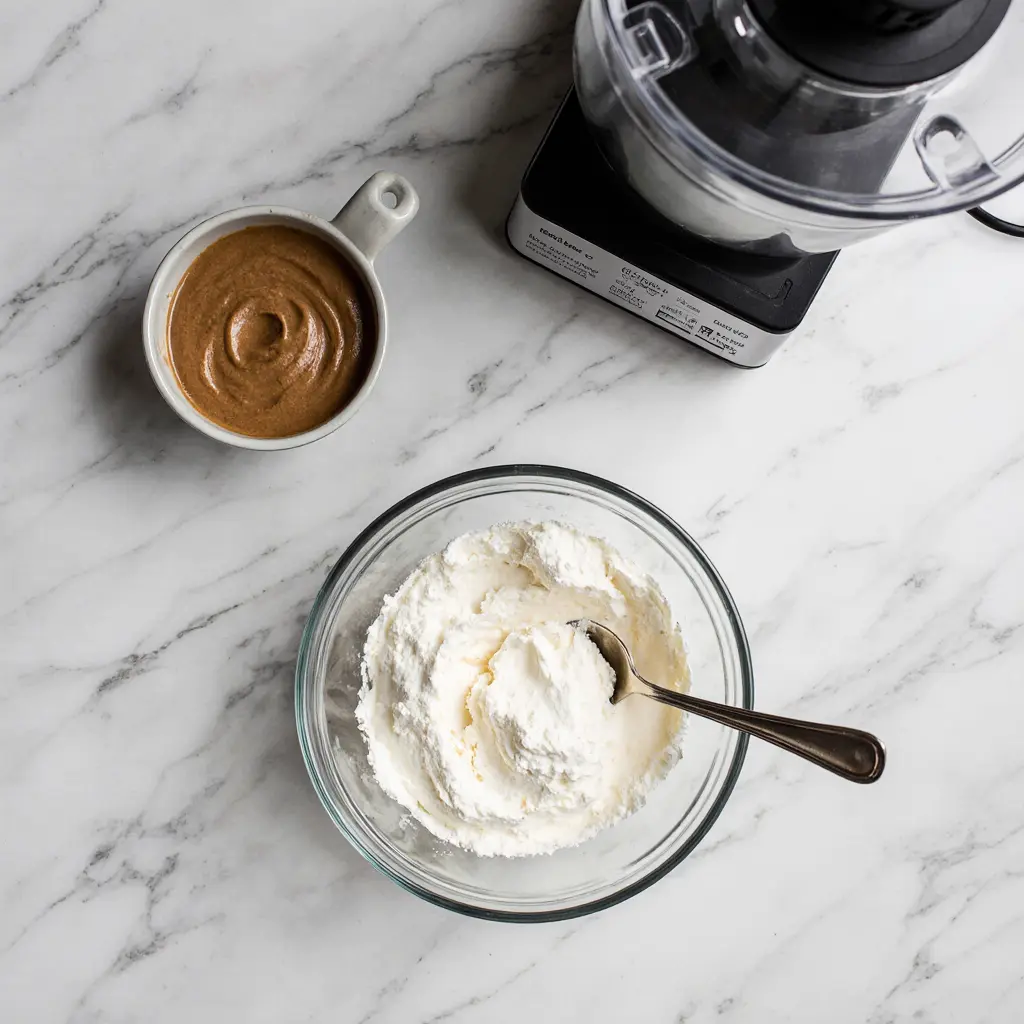 cottage-cheese-ice-cream-ingredients Cottage cheese and nut butter ready to blend