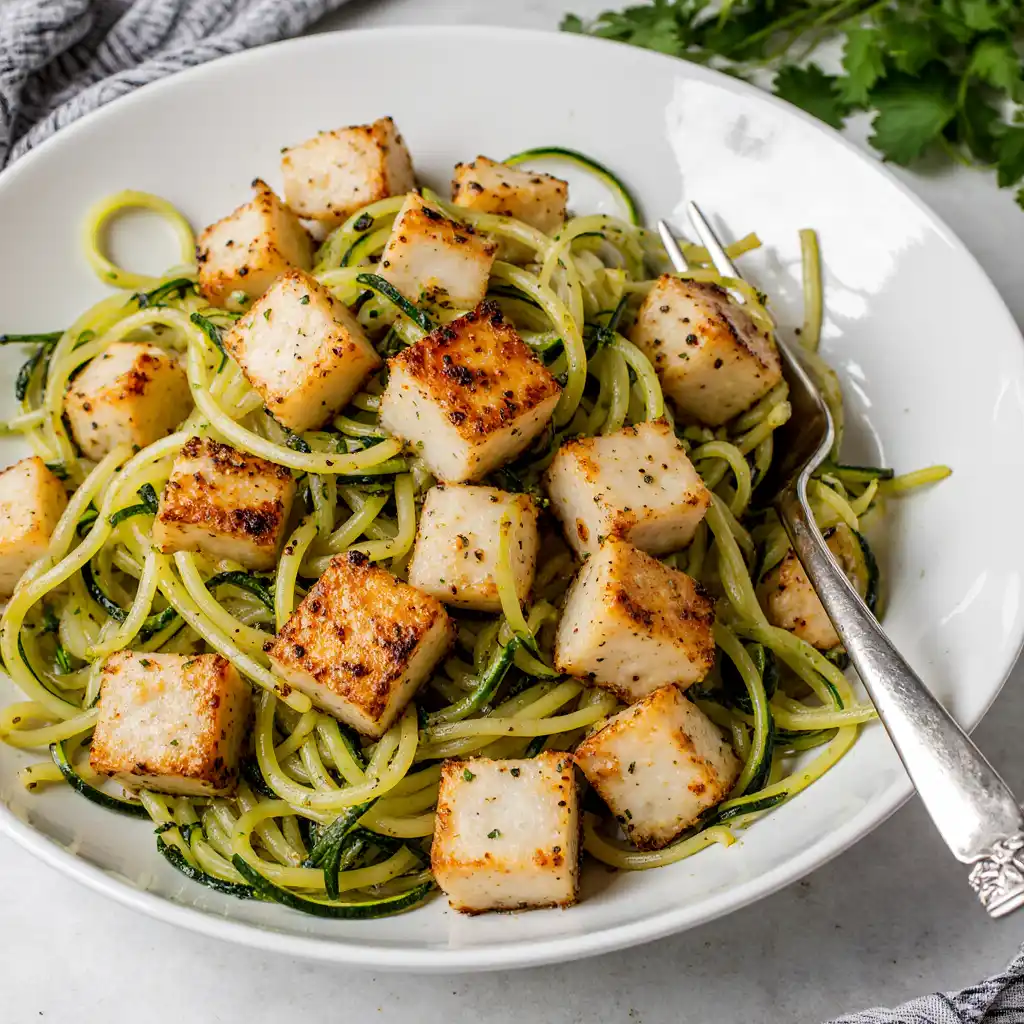 garlic-butter-chicken-bites-lemon-zucchini garlic butter chicken bites with lemon zucchini noodles
