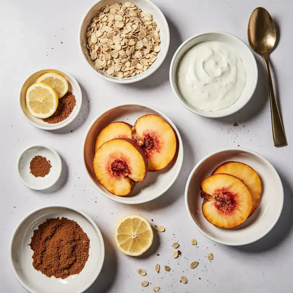 Peach recipe ingredients isolated with soft light