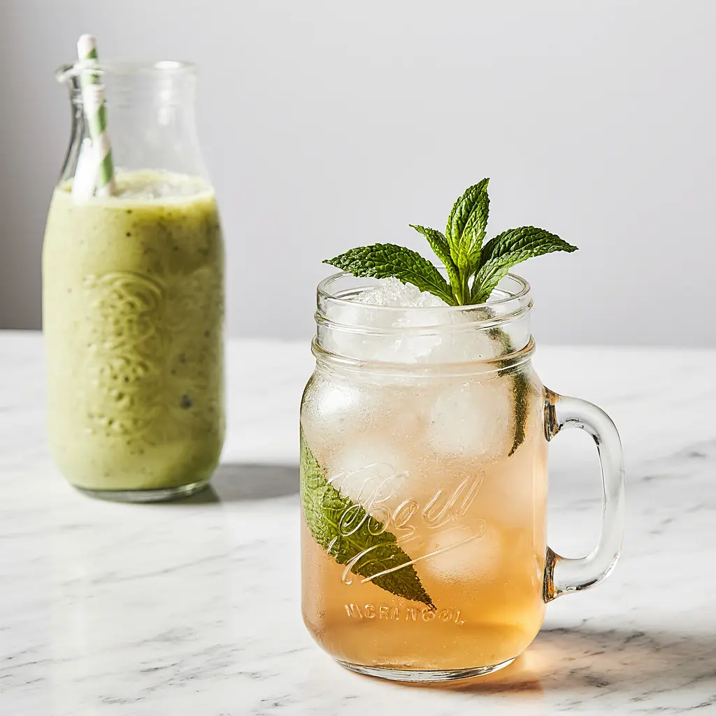Served cortisol cocktail with mint and lemon