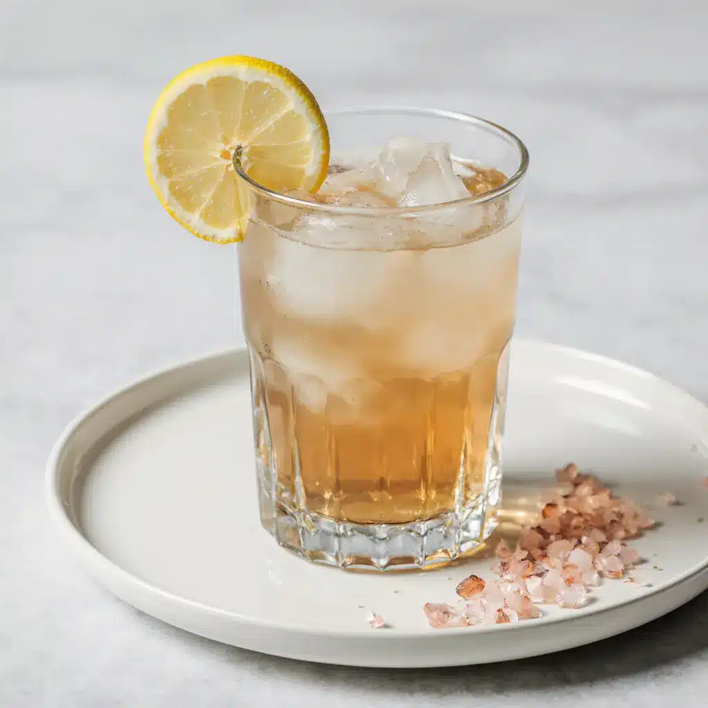 Zepbound recipe drink with lemon slice garnish and pink salt.