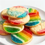 Colorful Rainbow Jello Sugar Cookies on Plate