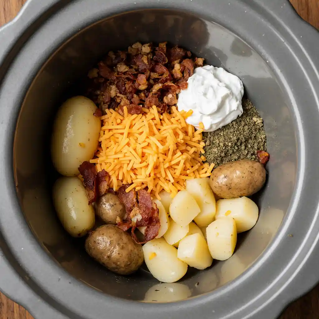 Ingredients for Loaded Baked Potato Soup Crock Pot loaded baked potato soup crock pot ingredients