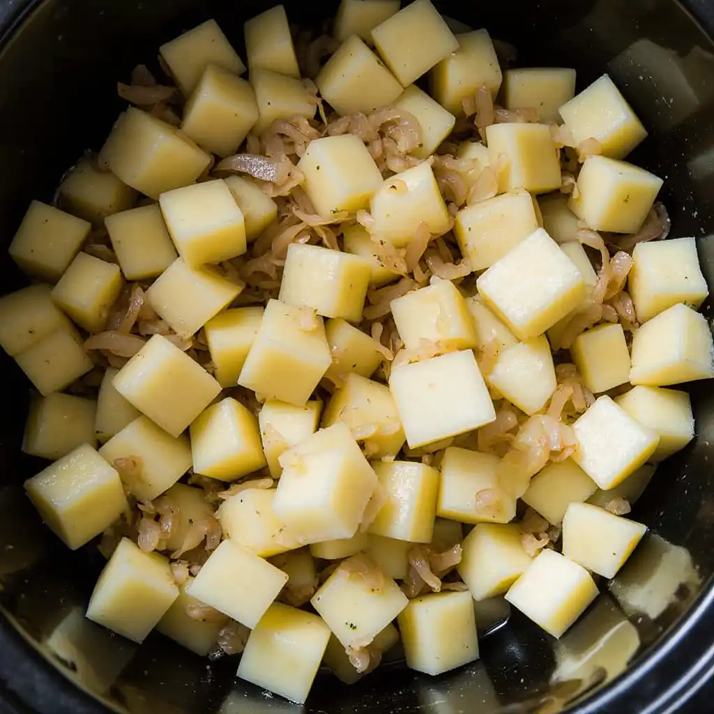 loaded baked potato soup crock pot preparation