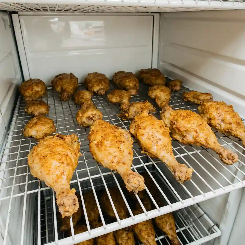 chicken wings resting uncovered in refrigerator before baking for crispiness