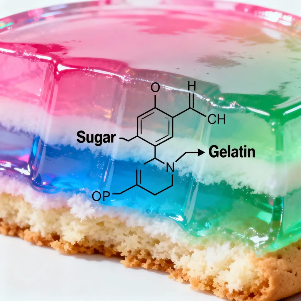 Closeup of soft Rainbow Jello Sugar Cookie