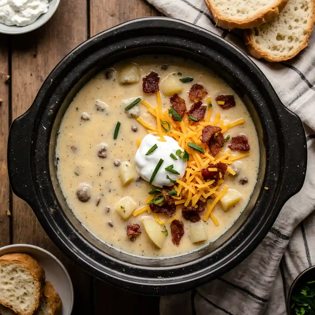 Served Loaded Baked Potato Soup Crock Pot loaded baked potato soup crock pot served