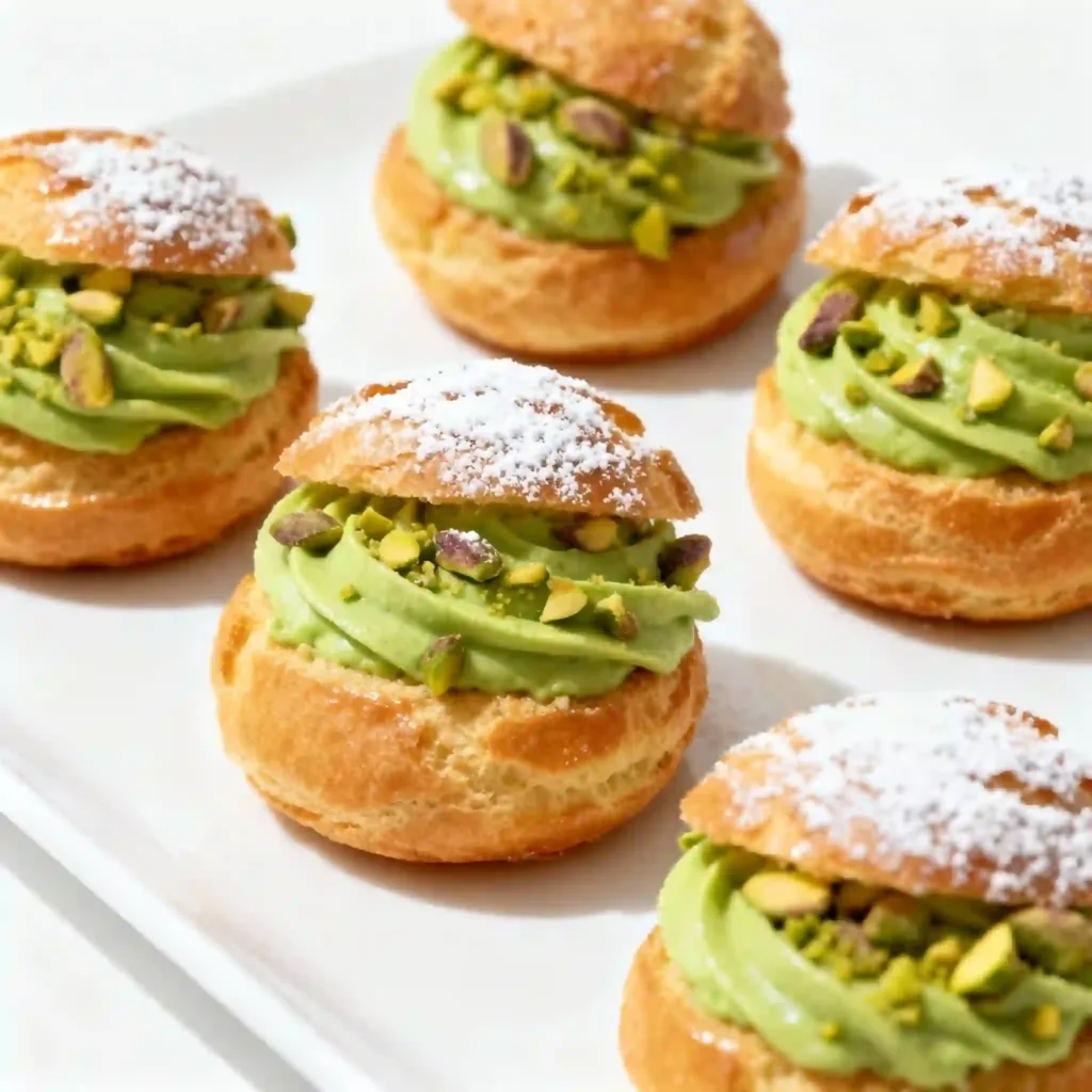 pistachio ganache cream puffs
