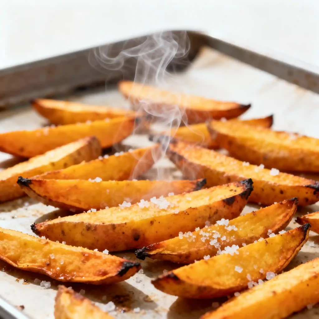 oven-baked-kumara-fries Perfect golden kumara fries fresh from the oven