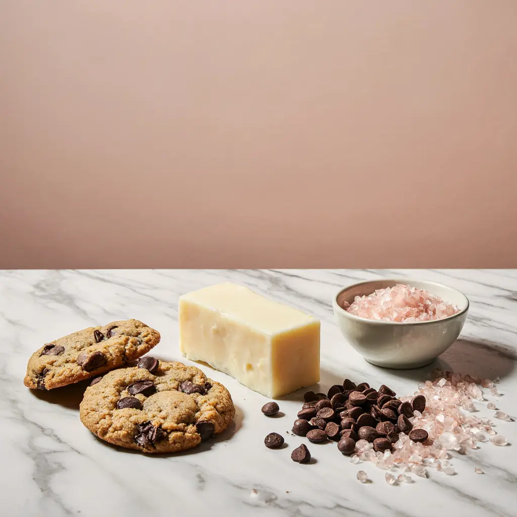 pink-salt-chocolate-chip-cookies-dipping-salt dipping pink salt chocolate chip cookies dough in Himalayan salt