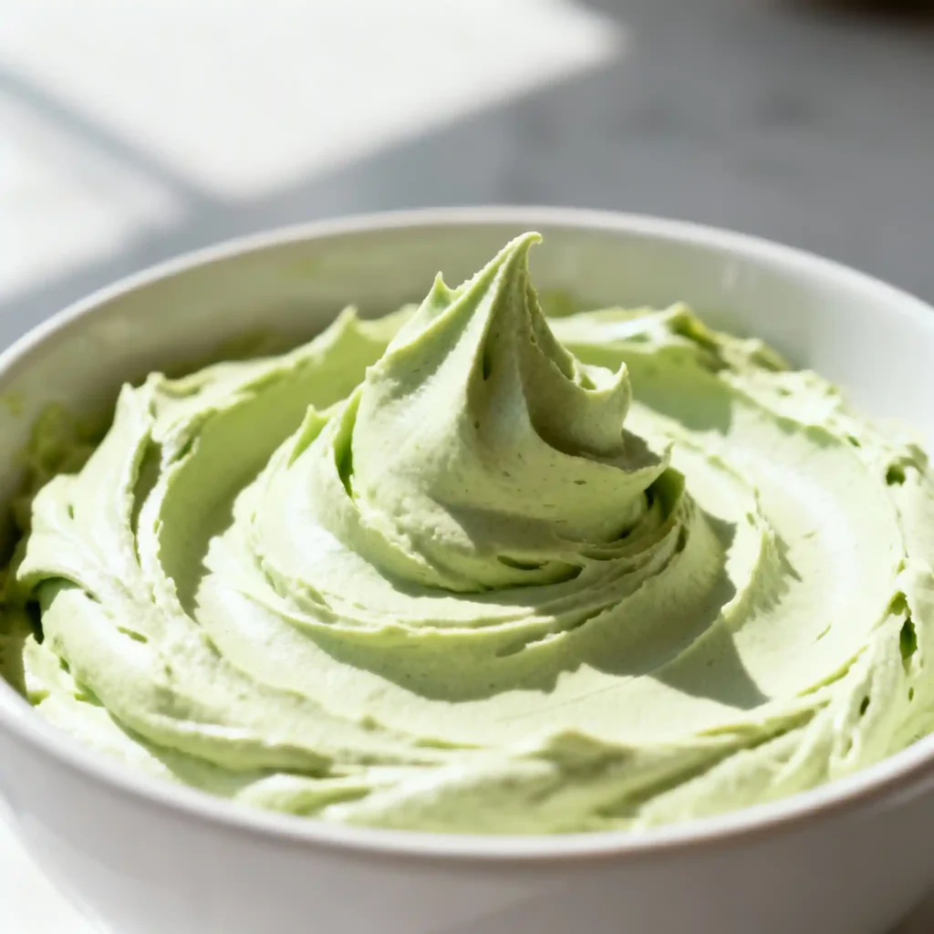 Light and fluffy whipped pistachio ganache for filling
